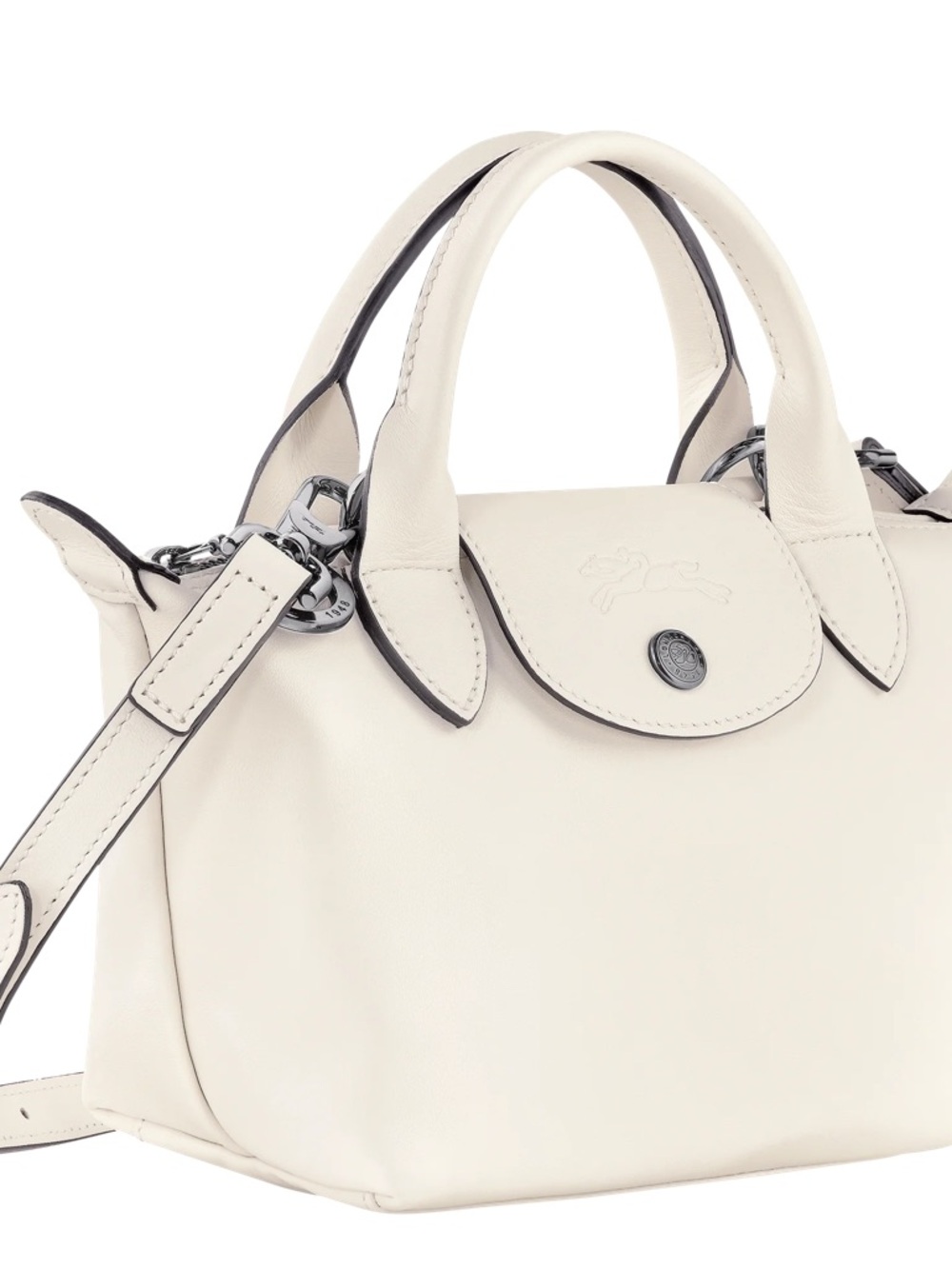 Longchamp XS Le Pliage Cuir (Leather) Top Handle Bag *Replica* - Off White/Cream - Picture 1 of 10